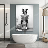 Border Collie Canvas Prints Wall Art, Funny Bathroom Decor, Animal in toilet