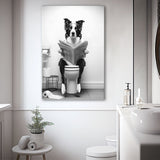 Border Collie Canvas Prints Wall Art, Funny Bathroom Decor, Animal in toilet