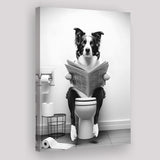 Border Collie Canvas Prints Wall Art, Funny Bathroom Decor, Animal in toilet