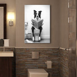 Border Collie Canvas Prints Wall Art, Funny Bathroom Decor, Animal in toilet