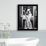Boston Terrier Framed Art Print Wall Decor, Bathroom Framed Art Print, Boston Terrier In Toilet