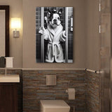 Boston Terrier Canvas Prints Wall Art, Bathroom Art Print, Boston Terrier in Toilet