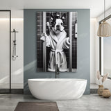 Boston Terrier Canvas Prints Wall Art, Bathroom Art Print, Boston Terrier in Toilet