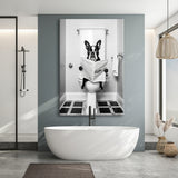 Boston Terrier Canvas Prints Wall Art, Funny Bathroom Decor, Animal in toilet