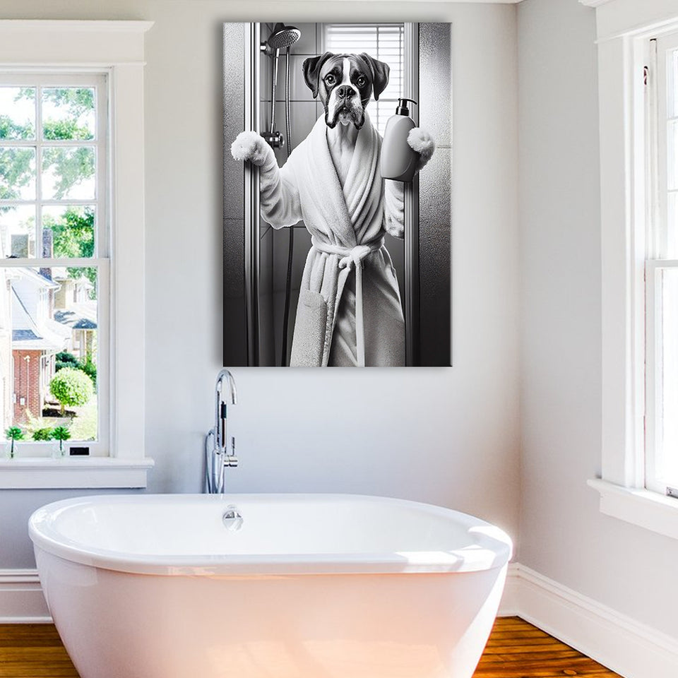 Boxer Bathroom Decor Canvas Prints Wall Art, Bathroom Art Print, Boxer Photo