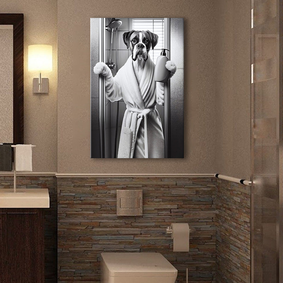 Boxer Bathroom Decor Canvas Prints Wall Art, Bathroom Art Print, Boxer Photo