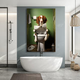 Brittany Spaniel Canvas Prints Wall Art, Funny Bathroom Decor, Animal in toilet