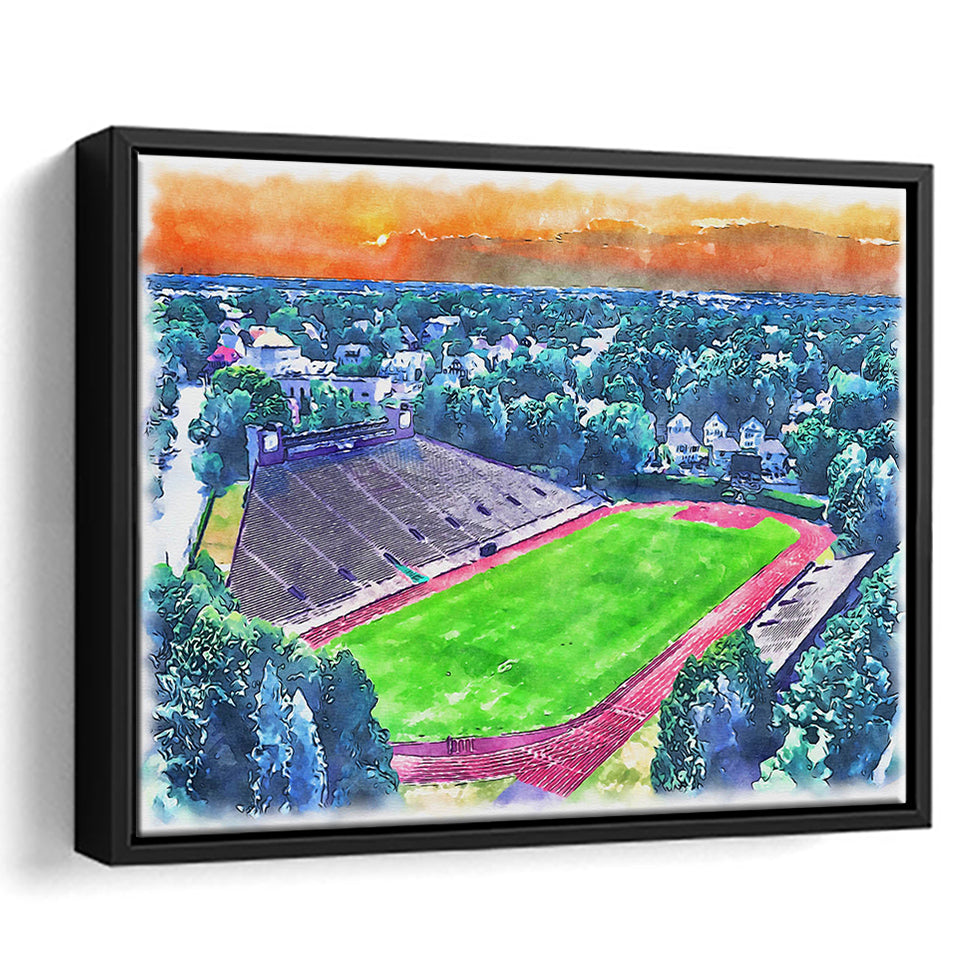 Brown Stadium WaterColor Framed Canvas Prints, Providence Rhode Island Watercolor, Stadium Art Gifts, Floating Frame