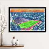Brown Stadium WaterColor Framed Canvas Prints, Providence Rhode Island Watercolor, Stadium Art Gifts, Floating Frame