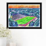 Brown Stadium WaterColor Framed Canvas Prints, Providence Rhode Island Watercolor, Stadium Art Gifts, Floating Frame