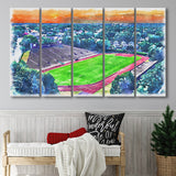 Brown Stadium WaterColor 5 Panels B Mixed Canvas Prints, Extra Large, Providence Rhode Island Watercolor