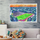 Brown Stadium WaterColor Framed Canvas Prints, Providence Rhode Island Watercolor, Stadium Art Gifts, Floating Frame