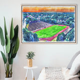 Brown Stadium WaterColor Framed Canvas Prints, Providence Rhode Island Watercolor, Stadium Art Gifts, Floating Frame