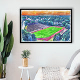 Brown Stadium WaterColor Framed Canvas Prints, Providence Rhode Island Watercolor, Stadium Art Gifts, Floating Frame