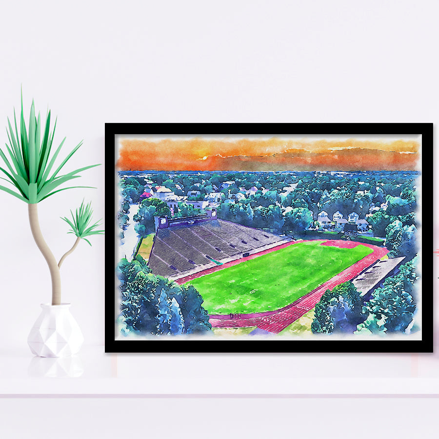 Brown Stadium WaterColor Framed Art Prints, Providence Rhode Island Watercolor, Stadium Art Gifts