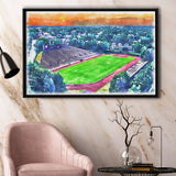 Brown Stadium WaterColor Framed Canvas Prints, Providence Rhode Island Watercolor, Stadium Art Gifts, Floating Frame