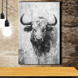 Bull Portrait Black And White V1, Canvas Painting, Canvas Prints Wall Art Decor