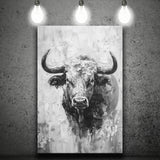 Bull Portrait Black And White V1, Canvas Painting, Canvas Prints Wall Art Decor