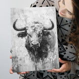 Bull Portrait Black And White V1, Canvas Painting, Canvas Prints Wall Art Decor