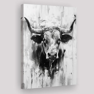 Bull Portrait Black And White V2, Canvas Painting, Canvas Prints Wall Art Decor