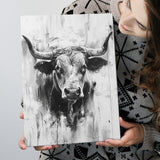 Bull Portrait Black And White V2, Canvas Painting, Canvas Prints Wall Art Decor