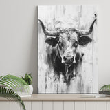 Bull Portrait Black And White V2, Canvas Painting, Canvas Prints Wall Art Decor