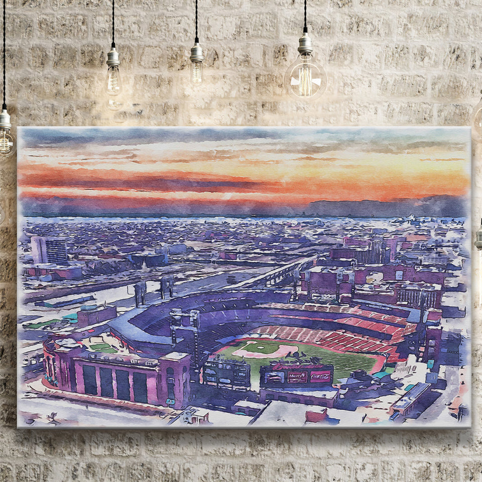 Busch Stadium WaterColor Canvas Prints, St. Louis, Missouri Watercolor, Stadium Art Gifts