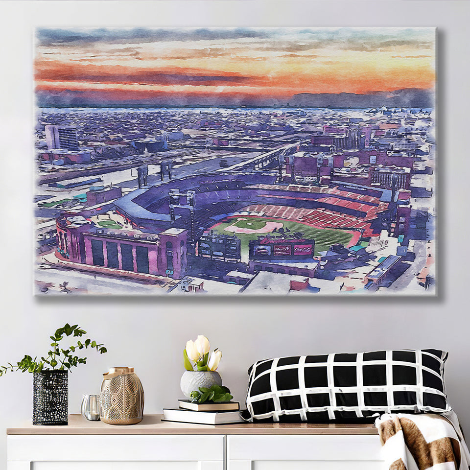 Busch Stadium WaterColor Canvas Prints, St. Louis, Missouri Watercolor, Stadium Art Gifts