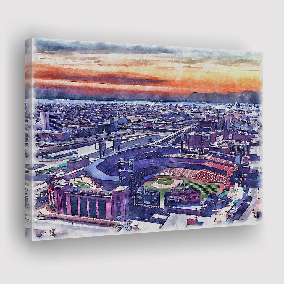 Busch Stadium WaterColor Canvas Prints, St. Louis, Missouri Watercolor, Stadium Art Gifts