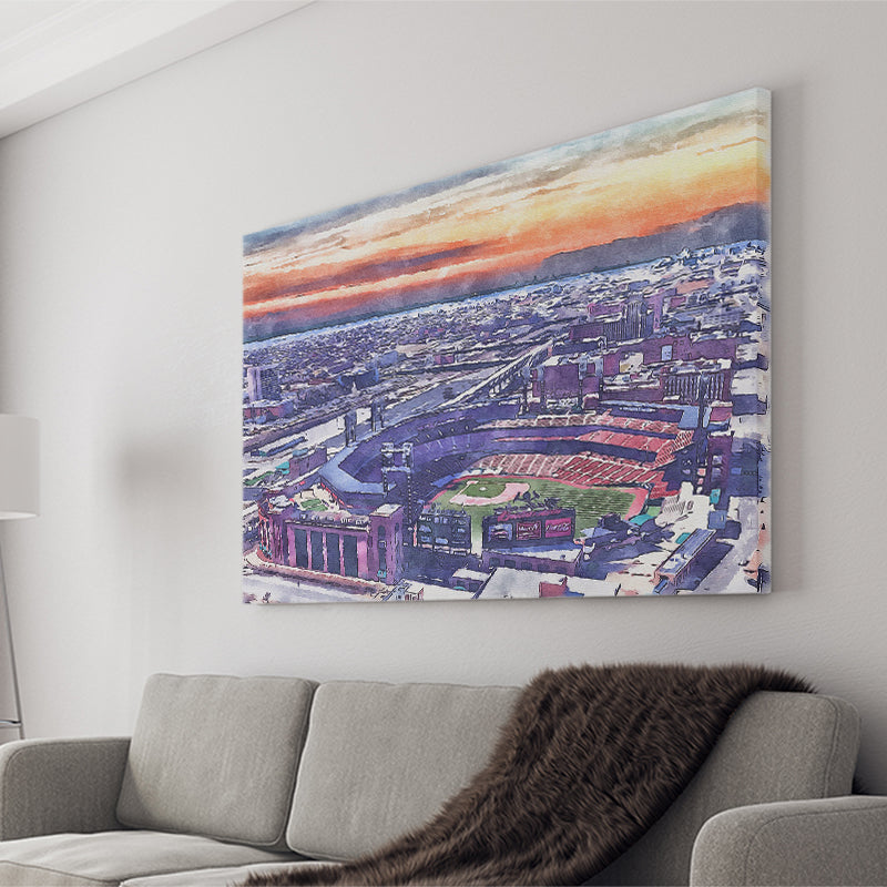 Busch Stadium WaterColor Canvas Prints, St. Louis, Missouri Watercolor, Stadium Art Gifts