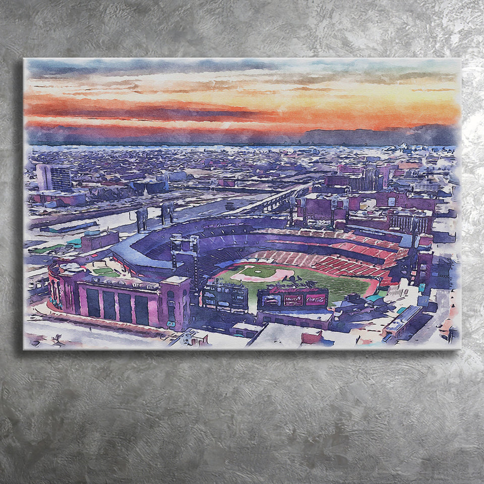 Busch Stadium WaterColor Canvas Prints, St. Louis, Missouri Watercolor, Stadium Art Gifts