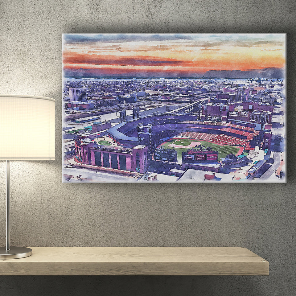 Busch Stadium WaterColor Canvas Prints, St. Louis, Missouri Watercolor, Stadium Art Gifts