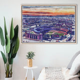 Busch Stadium WaterColor Framed Canvas Prints, St. Louis, Missouri Watercolor, Stadium Art Gifts, Floating Frame