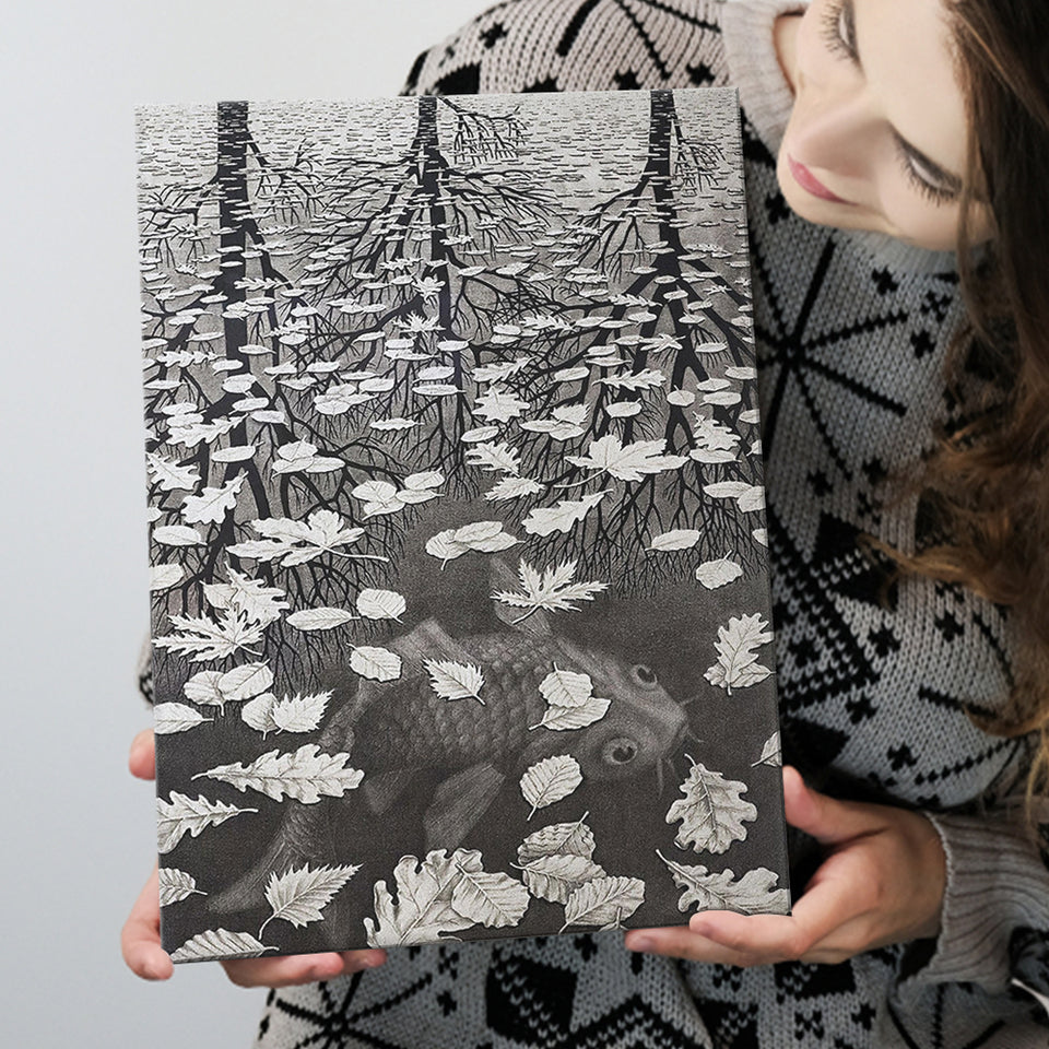By Maurits Cornelis Escher Canvas Wall Art, M.C. Escher  Three Worlds 1955, Canvas Painting, Canvas Print Wall Art Decor