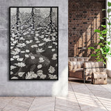 By Maurits Cornelis Escher Wall Art, M.C. Escher  Three Worlds 1955,Framed Canvas Prints Wall Art Decor, Floating Frame