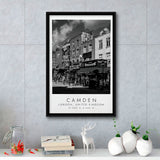 Camden, London United Kingdom, Wall Art For Travel Lovers, B&W, Floating Framed Canvas Print
