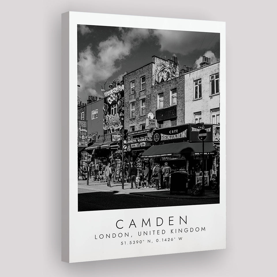 Camden, London United Kingdom, Print For Travel Lovers, Black And White, Canvas Print Wall Art