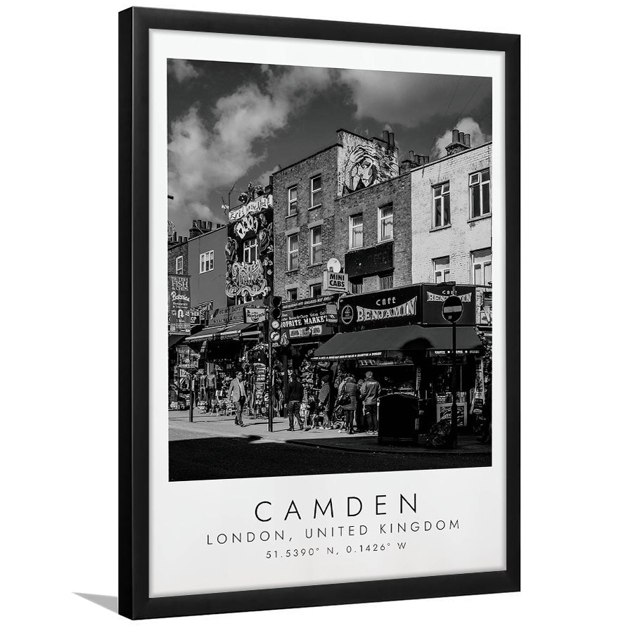 Camden, London United Kingdom, Print For Travel Lovers, Black And White, Framed Art Print Wall Decor