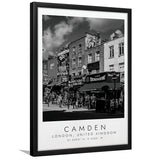 Camden, London United Kingdom, Print For Travel Lovers, Black And White, Framed Art Print Wall Decor