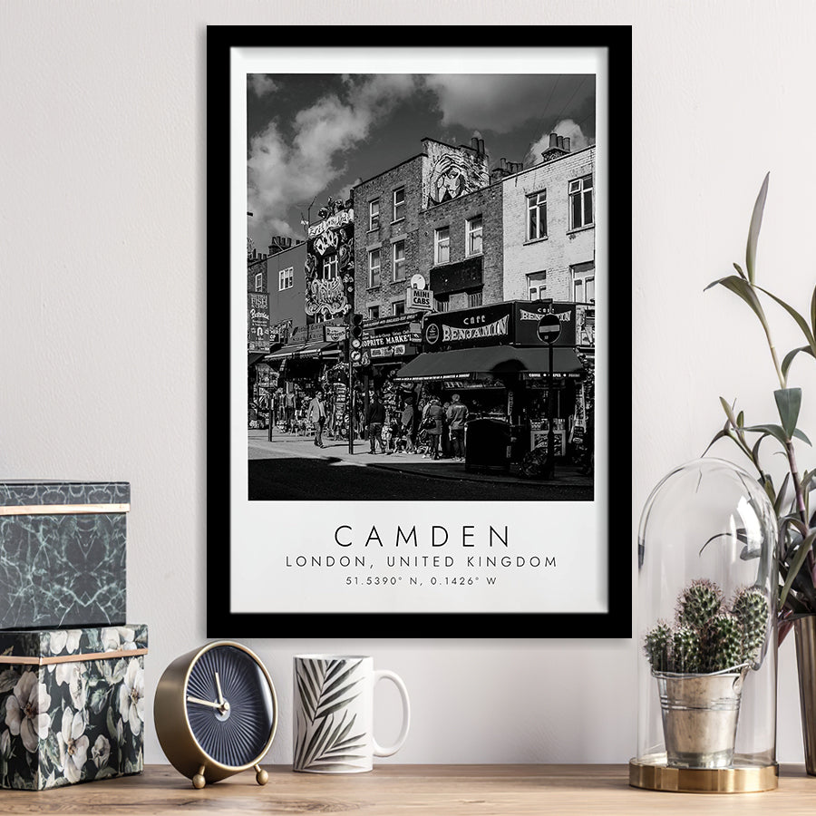 Camden, London United Kingdom, Print For Travel Lovers, Black And White, Framed Art Print Wall Decor