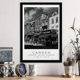 Camden, London United Kingdom, Print For Travel Lovers, Black And White, Framed Art Print Wall Decor