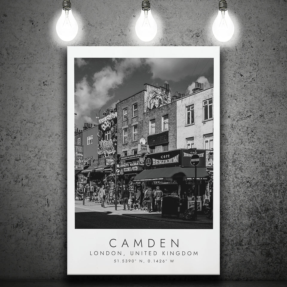 Camden, London United Kingdom, Print For Travel Lovers, Black And White, Canvas Print Wall Art