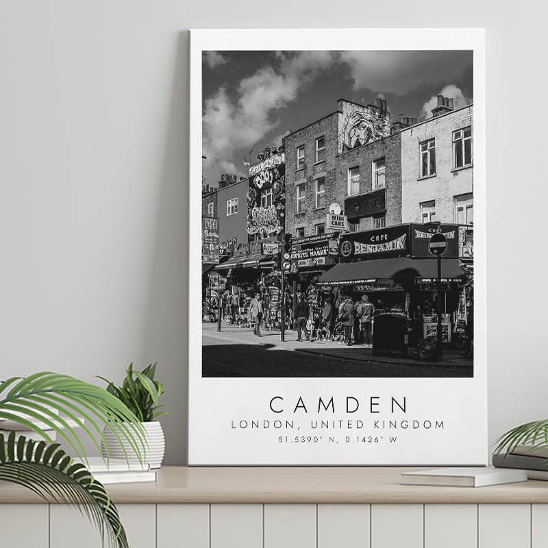 Camden, London United Kingdom, Print For Travel Lovers, Black And White, Canvas Print Wall Art