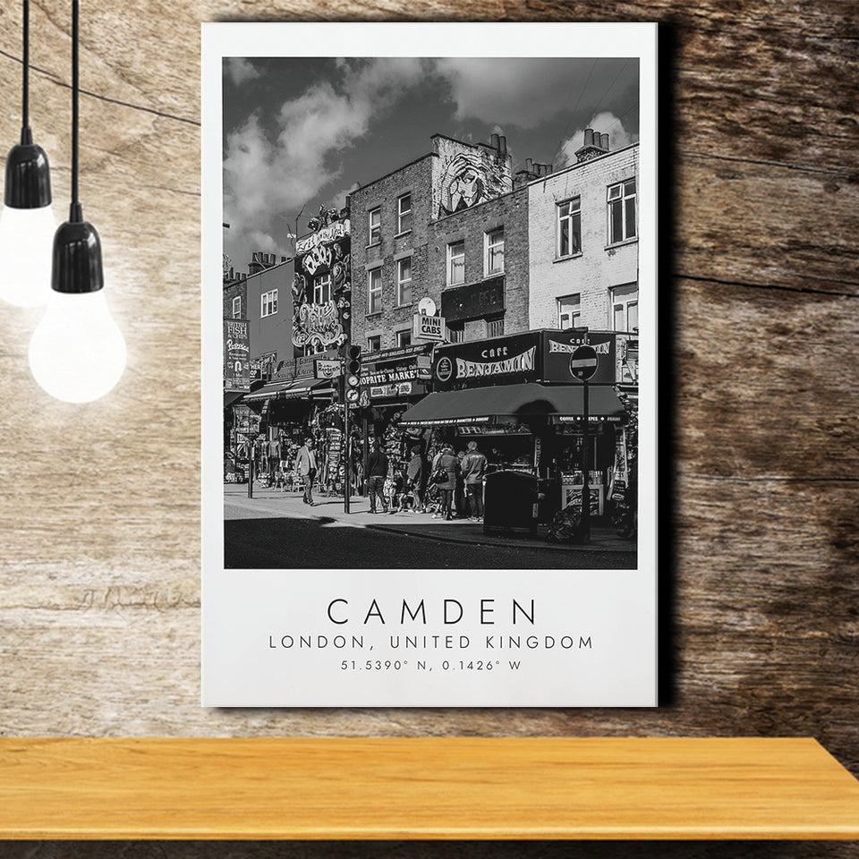 Camden, London United Kingdom, Print For Travel Lovers, Black And White, Canvas Print Wall Art