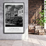 Camden, London United Kingdom, Wall Art For Travel Lovers, B&W, Floating Framed Canvas Print