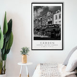 Camden, London United Kingdom, Wall Art For Travel Lovers, B&W, Floating Framed Canvas Print