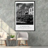 Camden, London United Kingdom, Wall Art For Travel Lovers, B&W, Floating Framed Canvas Print