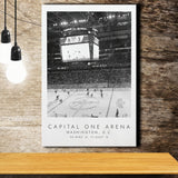 Capital One Arena Washington Capitals, Stadium Print For Ice Hockey Lovers, Black And White, Canvas Print Wall Art