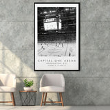 Capital One Arena Washington Capitals, Stadium Wall Art For Ice Hockey Lovers, B&W, Floating Framed Canvas Print