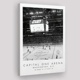 Capital One Arena Washington Capitals, Stadium Print For Ice Hockey Lovers, Black And White, Canvas Print Wall Art